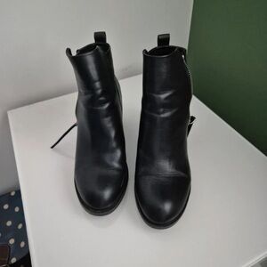 Topshop Black Leather Ankle Boots